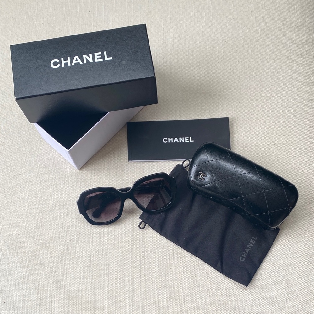 GUC CHANEL 5373 Black Sunglasses with ALL accessories 💝